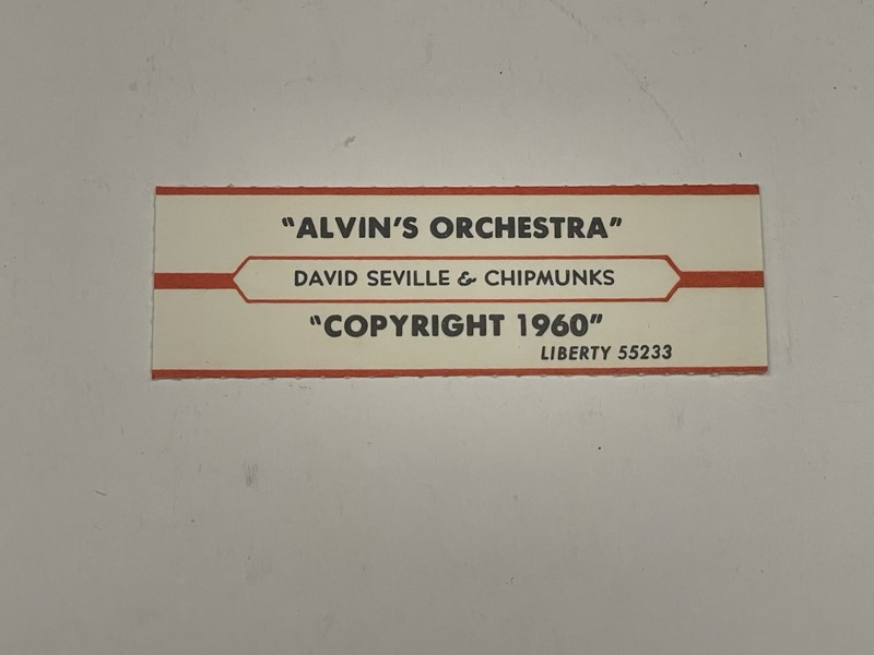 Jukebox Title Strip David Seville Chipmunks Alvin’s Orchestra Copyright 1960