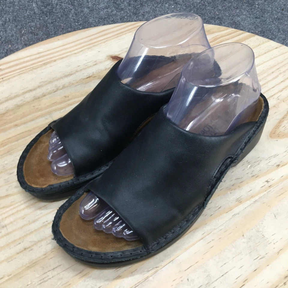 Sandálias Naot Feminina 38 Roma Casual Conforto Slip On Wedge Slide Couro Preto - Imagem 3 de 4