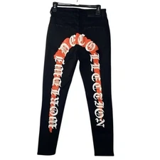 BooHoo Man Skinny Stretch Jeans Men’s 28x30 Black Spellout World Wide Collection