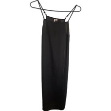 ASOS Sheer Slip Dress Slits Adjustable Straps Black Midi Length 2 $69.99