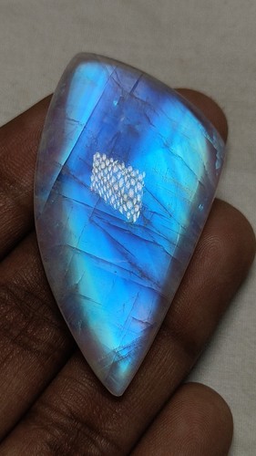 6A Quality Rainbow Moonstone Amazing Multi Falshy Fire Fancy Shape 28.5X53.5 MM - Picture 22 of 24