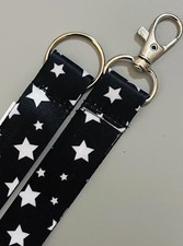 New Black Stars Small Lanyard Wristlet Keychain ID Badge Key Holder Strap