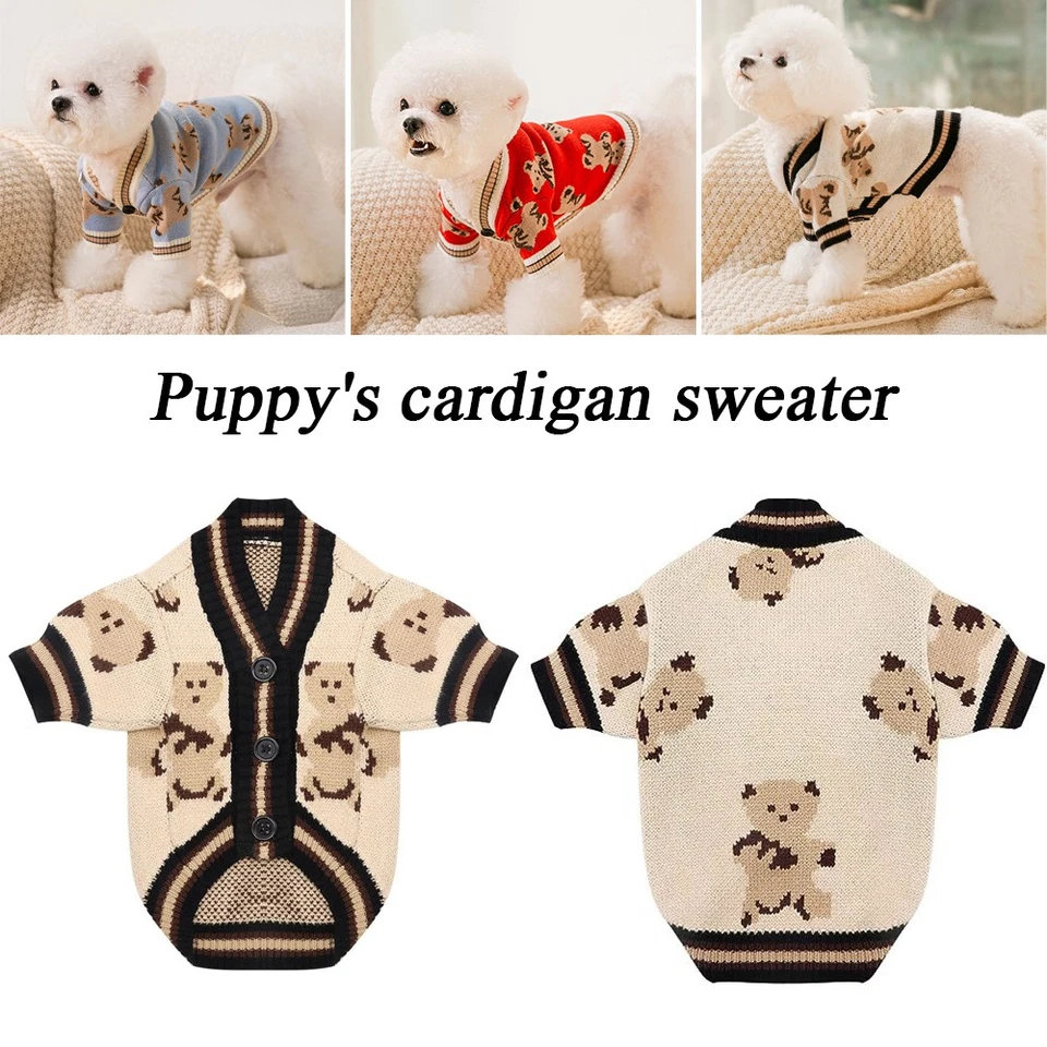 Pet Dog Clothe Bear Pattern Cardigan Clothing Puppy Cat Cute Sweater Clothes - Image 3 of 4