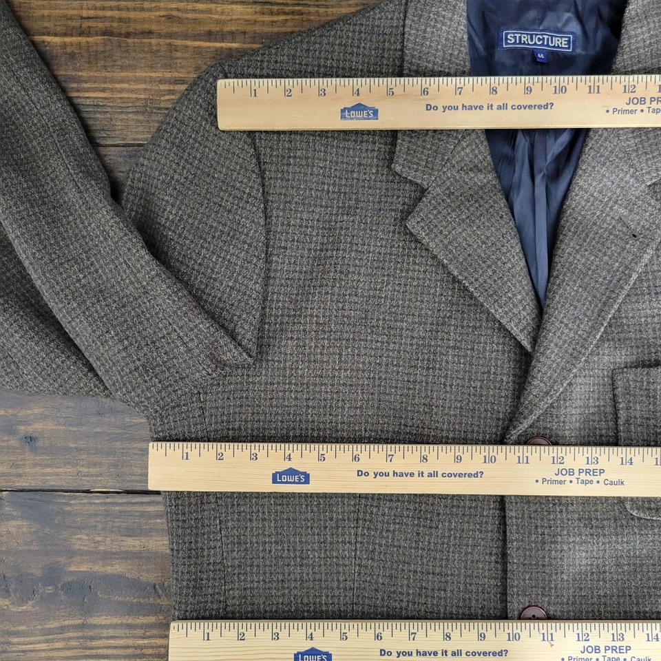 Structure Men's Sport Coat Blazer Three Button Olive Wool Blend Size 44R - Image 2 of 4