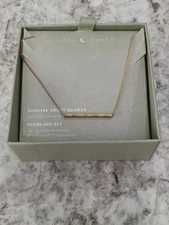 Luna Norte Necklace 14K Gold Plated 16"+ Genuine Druzy Quartz Positivity Healing