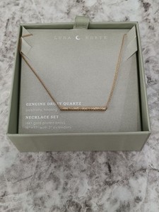 Authentic Luna Norte Necklace 14K Gold Plated 16"+ Genuine Druzy Quartz Positivity Healing