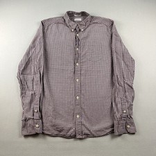 AllSaints Shirt Orishi Mens Small Maroon Check Slim Fit Button Down Long Sleeve