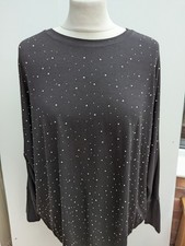 Frank Usher Size L/XL Top Stud Enhanced Round Neck Top Black New L / XL  bx31