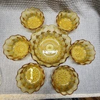 VTG ANCHOR HOCKING FAIRFIELD AMBER GLASS SALAD BOWL 9" with 6 Salad Bowls 6"