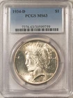 1934-D $1 PEACE DOLLAR - PCGS MS-63, ORIGINAL WHITISH & FLASHY!