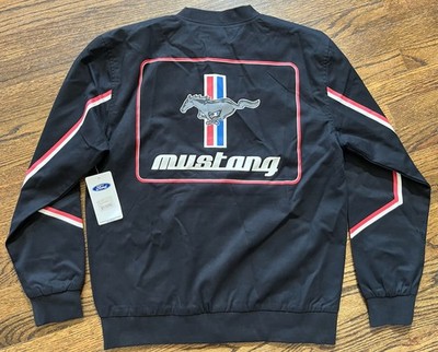 レーシングジャケット　MUSTANG Ford Mustang Road Trip Snap Button Bomber Racing Canvas Jacket NWT