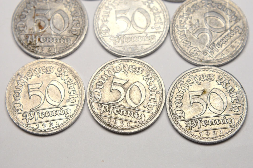 德国 50 PFENNIG 1921 年旧铝币套装 — 第 3/4 张图片
