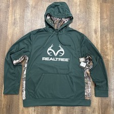 NWT Realtree Fleece Hoodie Green Camouflage Deer Logo Front Pocket Men  s Size XL