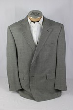 Jos. A. Bank Mens Sport Coat 48R Black White Houndstooth Wool Silk Single Vent