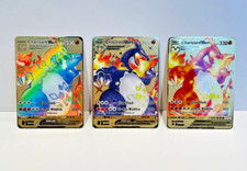 Carte Pokemon Glurak VMAX Oro Carte Metallo Set di 3 - Fan Edition - Idea Regalo