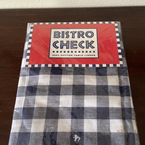 Vtg Tablecloth Classic Blue White Picnic Check Gingham New Without Packag 52x70 - Picture 2 of 4