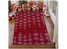 Christmas Area Rugs 3x5 Red Entryway Rug Indoor, Xmas Snowflake Decor Washabl...