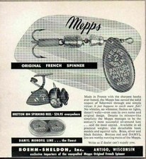 1957 Print Ad Bretton 804 Fishing Reels Mepps Spinner Lures Antigo,WI