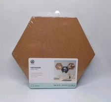 Hexagon Cork Board 3 Tiles Pin Board Reversible Bulletin Board NEW U Brands