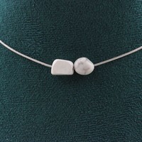 Halskette 2 Perlen Howlith Der Usa. Kette Aus Edelstahl Halskette Damen, Ho
