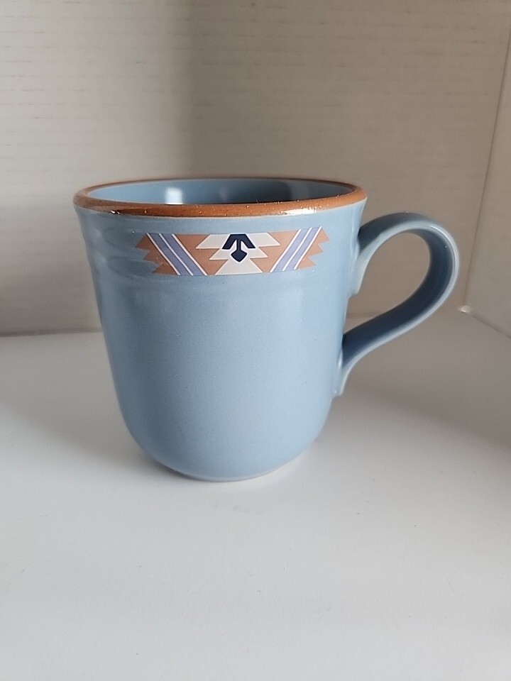 Noritake China #8678 Blue Adobe 4" Coffee Tea Cup Mug Aztec Southwestern 10  Oz