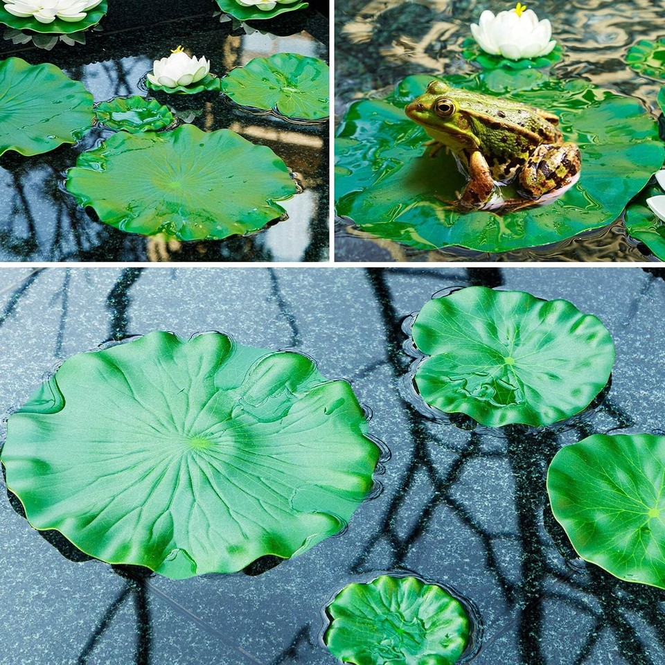 12Pcs Lily Pads for Ponds, Artificial Floating Foam Lotus Leaves, Pads