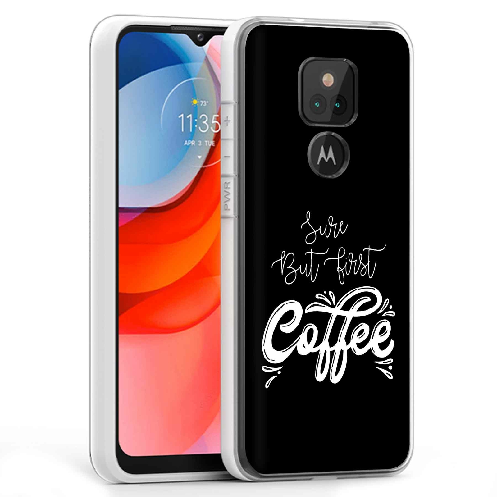 Phone Case Cover for Motorola Moto G Play 2021,But First Coffee Print, USA