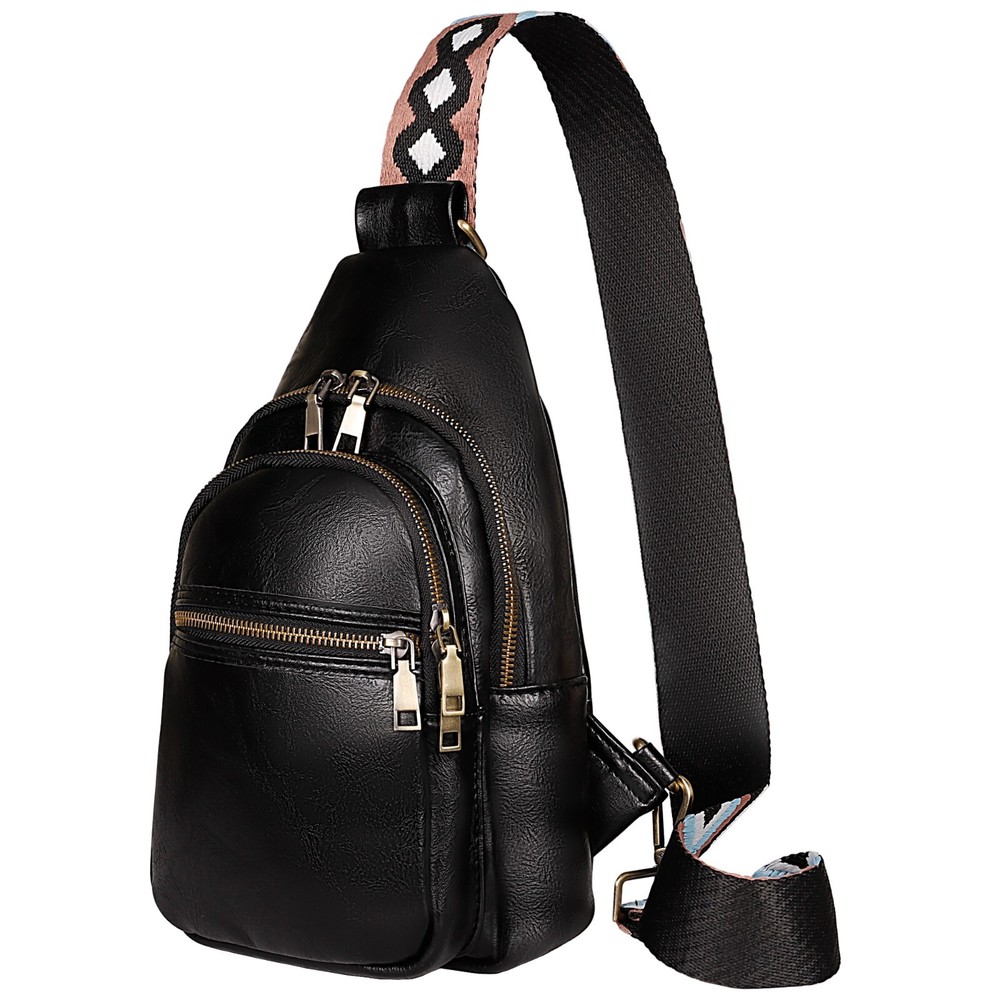 Leather Sling Bag Crossbody Backpack for Women Trendy