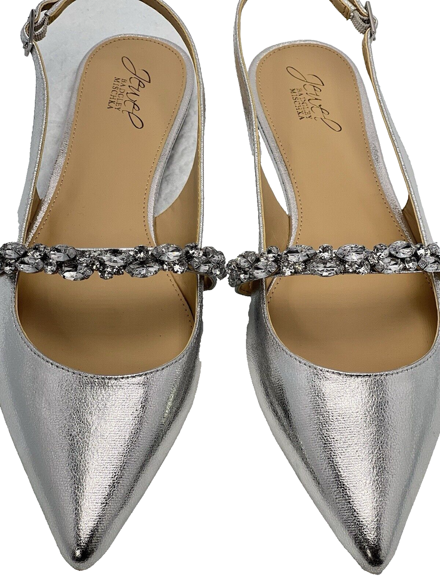 Badgley Mischka Slingback Flats Womens Silver Metallic