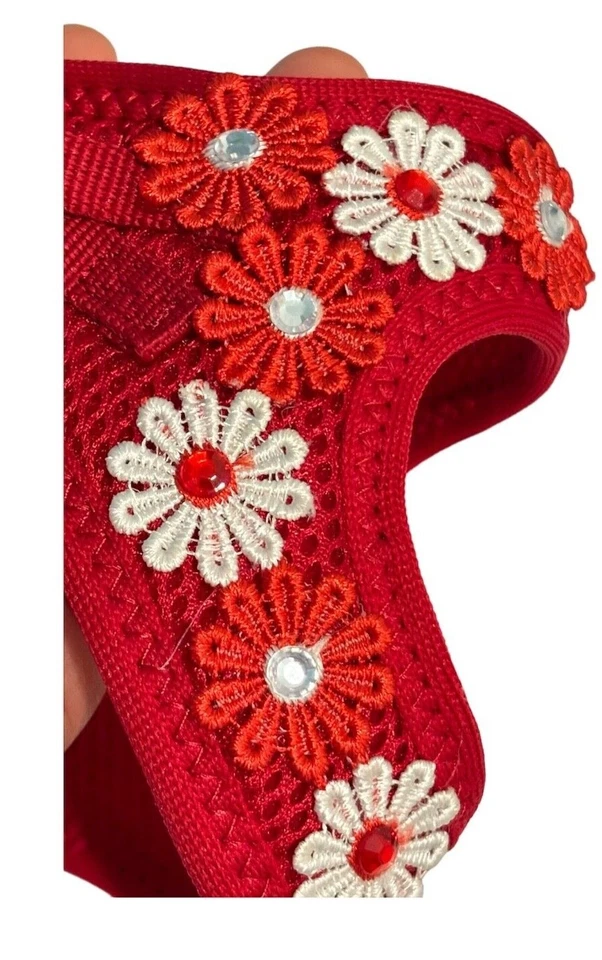 Hermoso arnés ajustable para perros mascotas, lindo para mascotas pequeñas, bonita flor talla S, XS Foto 4 de 4