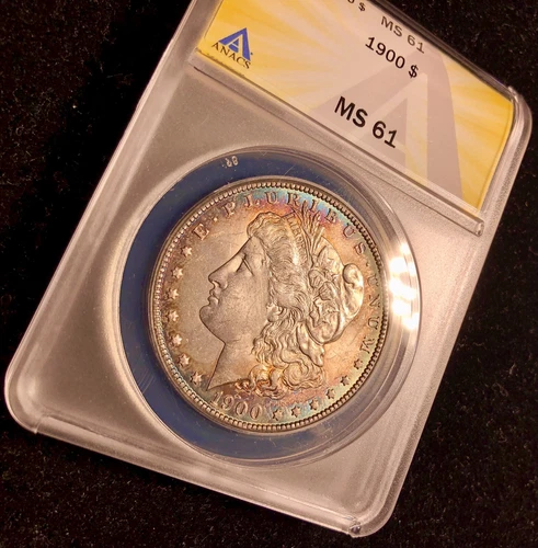 1900 $1 Morgan Silver Dollar ANACS MS61 Nice Toning