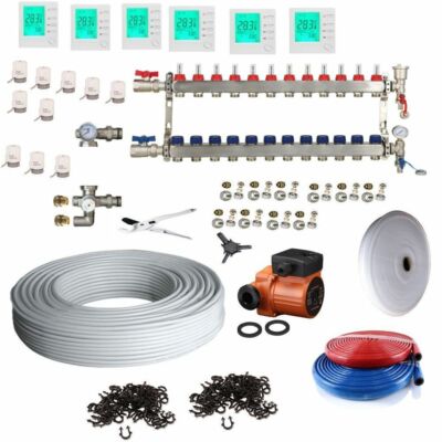 11 Zonen 185-190qm Raum Fußboden Heizung Set Verteiler Thermo Elektro Stellantrieb