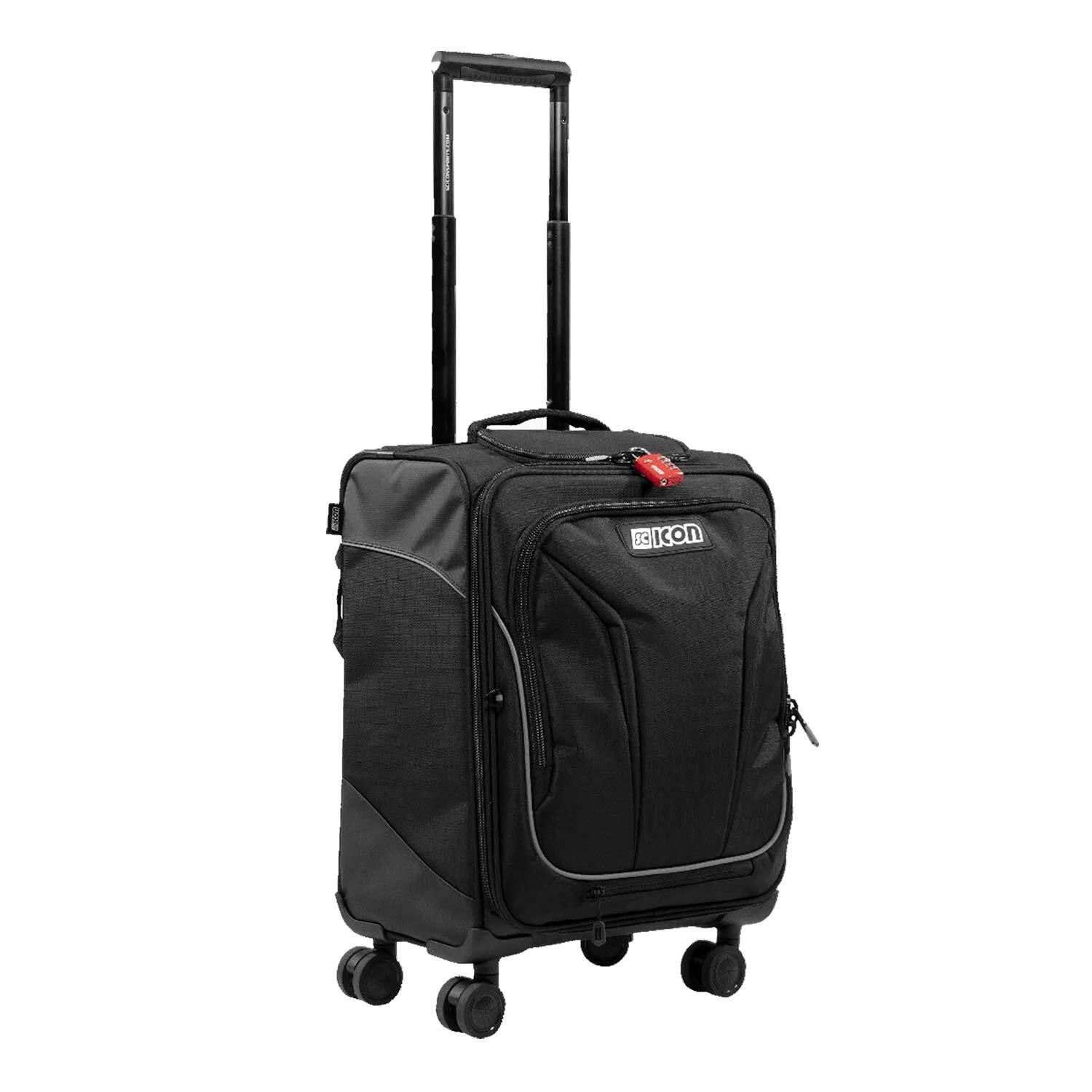 Sicion Carry On Suitcase Cabin Trolly Cycling Luggage Black - 4 Wheels - 35L