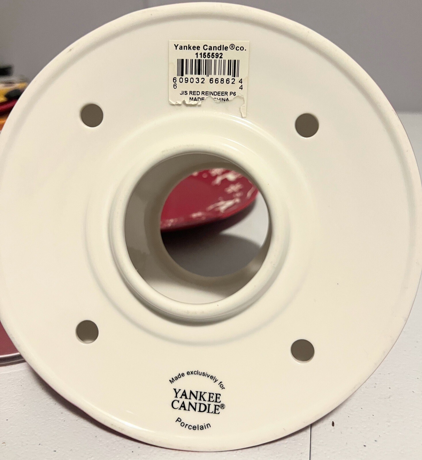 Yankee Candle Christmas Topper Shade, Candle, And Plate Red Reindeer