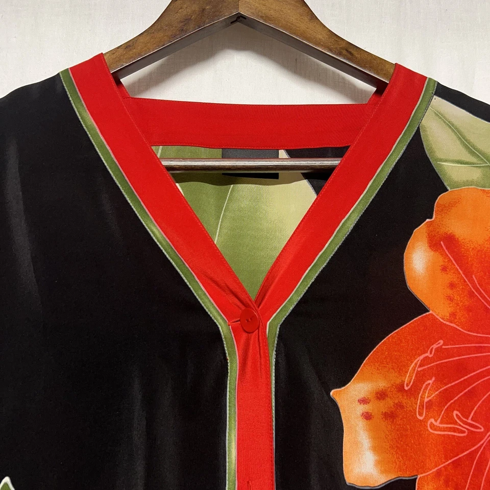 Traje de baño vintage Maryan Mehlhorn 100 % seda talla 12 negro floral playero Foto 2 de 4