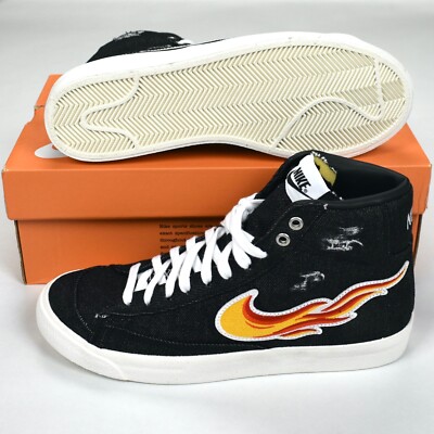 NWT Nike Blazer Mid '77 VNTG Black Denim Flame Clevland Rocks 9M
