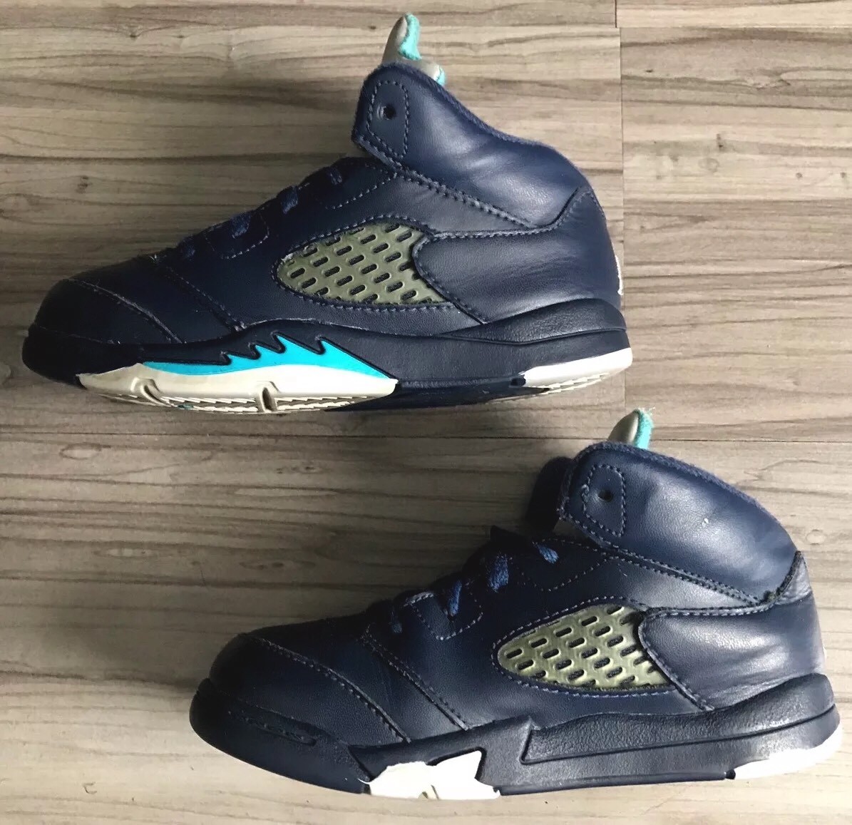 AIR JORDAN 5 V RETRO 'HORNETS' BLUE/TURQUOISE (TODDLERS) SIZE 10C