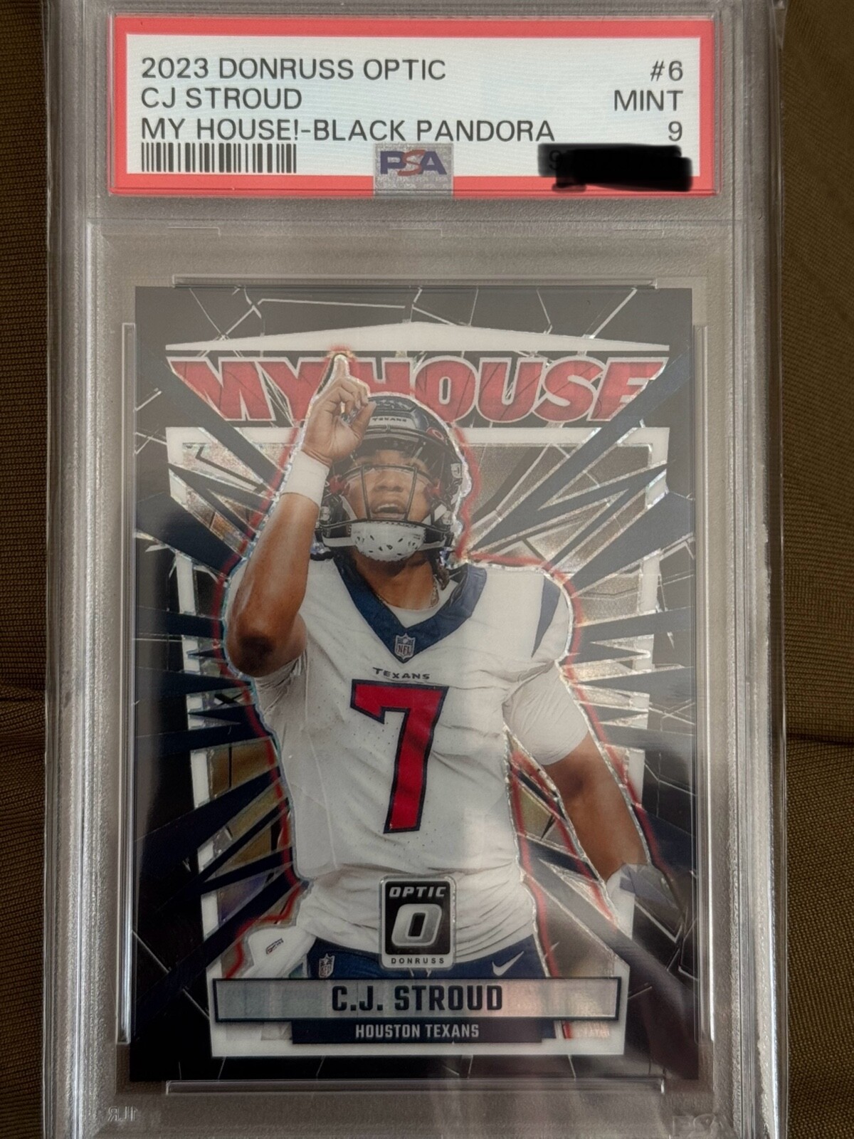 CJ Stroud 2023 Donruss Optic #01/25 Black Pandora My House SSP PSA 9