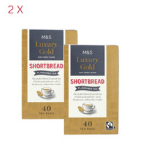 2 X Luxury Gold packs  Shortbread Teabags M&S 40 Tea Bags 116g Biscuit Flavour