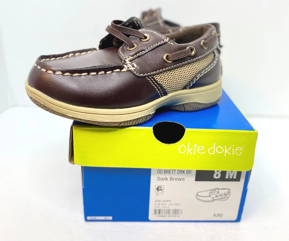 OKIE DOKIE Boy's Dark Brown Boat Shoes Size 8 M  EUC - Image 3 of 4