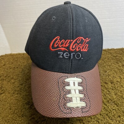Vintage Coca Cola Zero Hat Football Cap Brim Coke Soda Strapback Y2K Black EUC