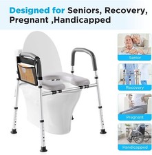 Raised Toilet Seat 350 lbs Universal Toilet Riser for Elderly w/Padded Seat Arm