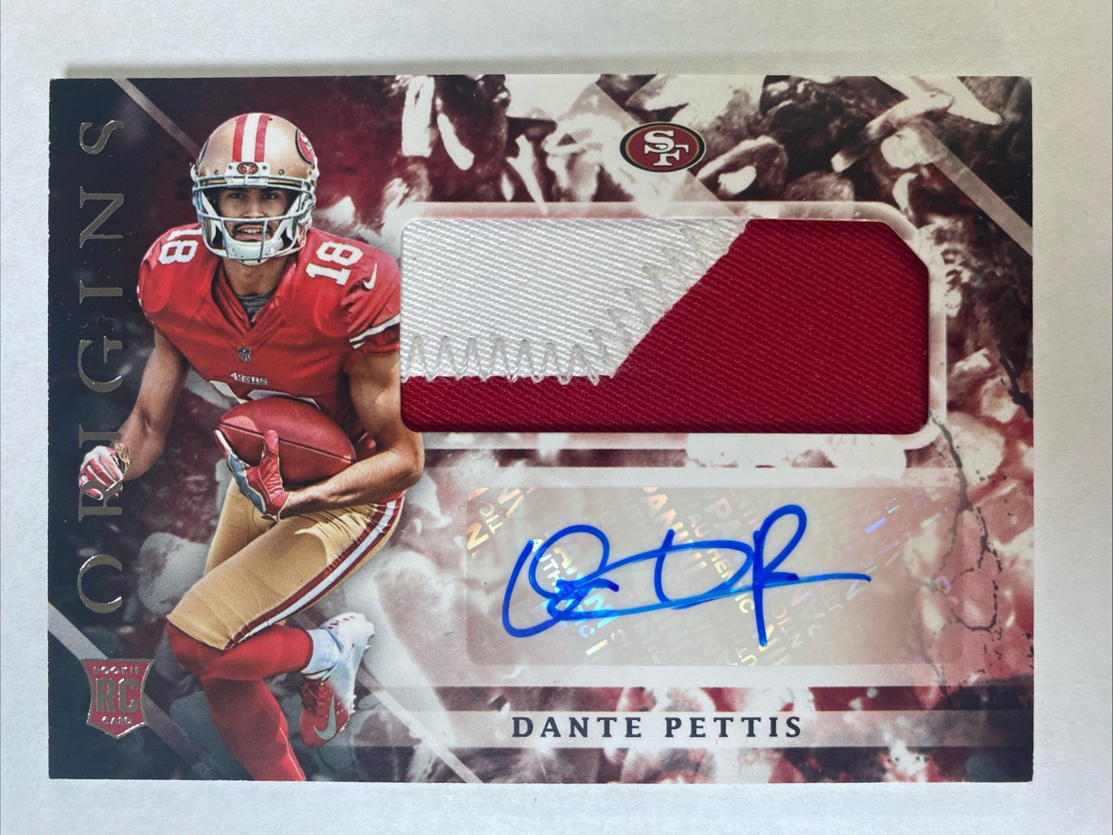 Dante Pettis Panini Origins #140 Jumbo Patch Autograph