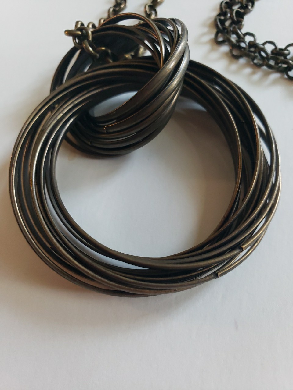 Bronze Double Mobius Circle Statement Long Neckla… - image 5