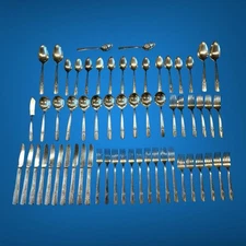 Set For 10 Vtg Oneida LTD 1881 Rogers Lady Drake Silver-plate Silverware 61 Pcs