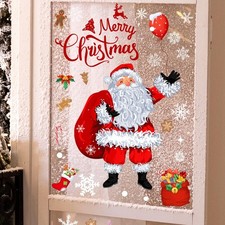 Christmas Santa Wall Decals Merry Christmas Snowflake Xmas Ornaments Window C...