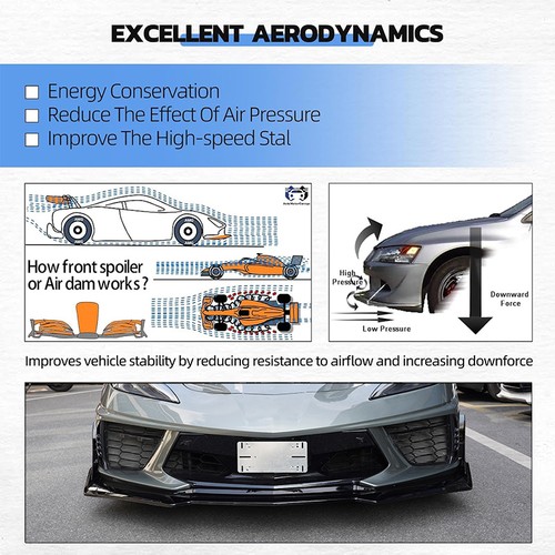 For 2020-25 Corvette C8 Z51 STG 3 Winglet Carbon Flash Front Bumper Lip Splitter - Picture 8 of 14