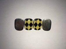 VINTAGE SILVER&YELLOW&BLACK DIAMOND PATTERN GENTS CUFFLINKS
