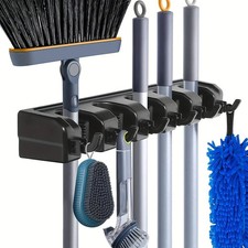 Wall Mounted Broom Holder Mop Organizer Garage Utility Room Storage Solutions