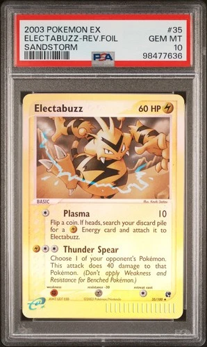 POKEMON ELECTABUZZ-REV.FOIL 2003 EX SANDSTORM #35 PSA 10 *POP 9*